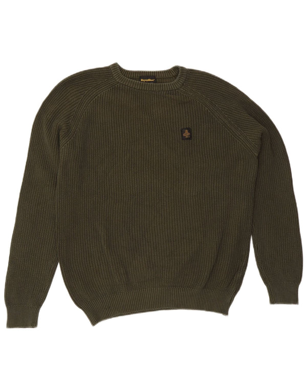 Refrigiwear Mens Crew Neck Jumper Sweater 2XL Khaki Cotton