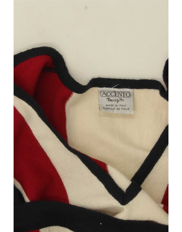 Accento By Marzotto Mens V-Neck Jumper Sweater Medium Multicoloured Striped