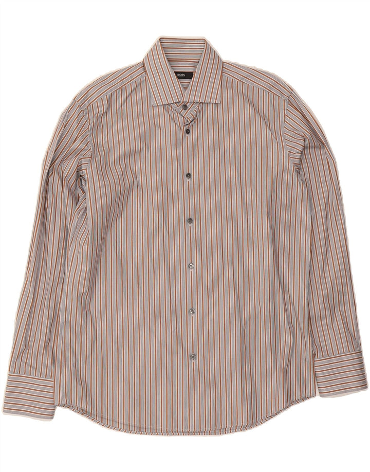 HUGO BOSS Mens Shirt Size 41 16 Large Blue Striped Cotton Vintage Hugo Boss and Second-Hand Hugo Boss from Messina Hembry 