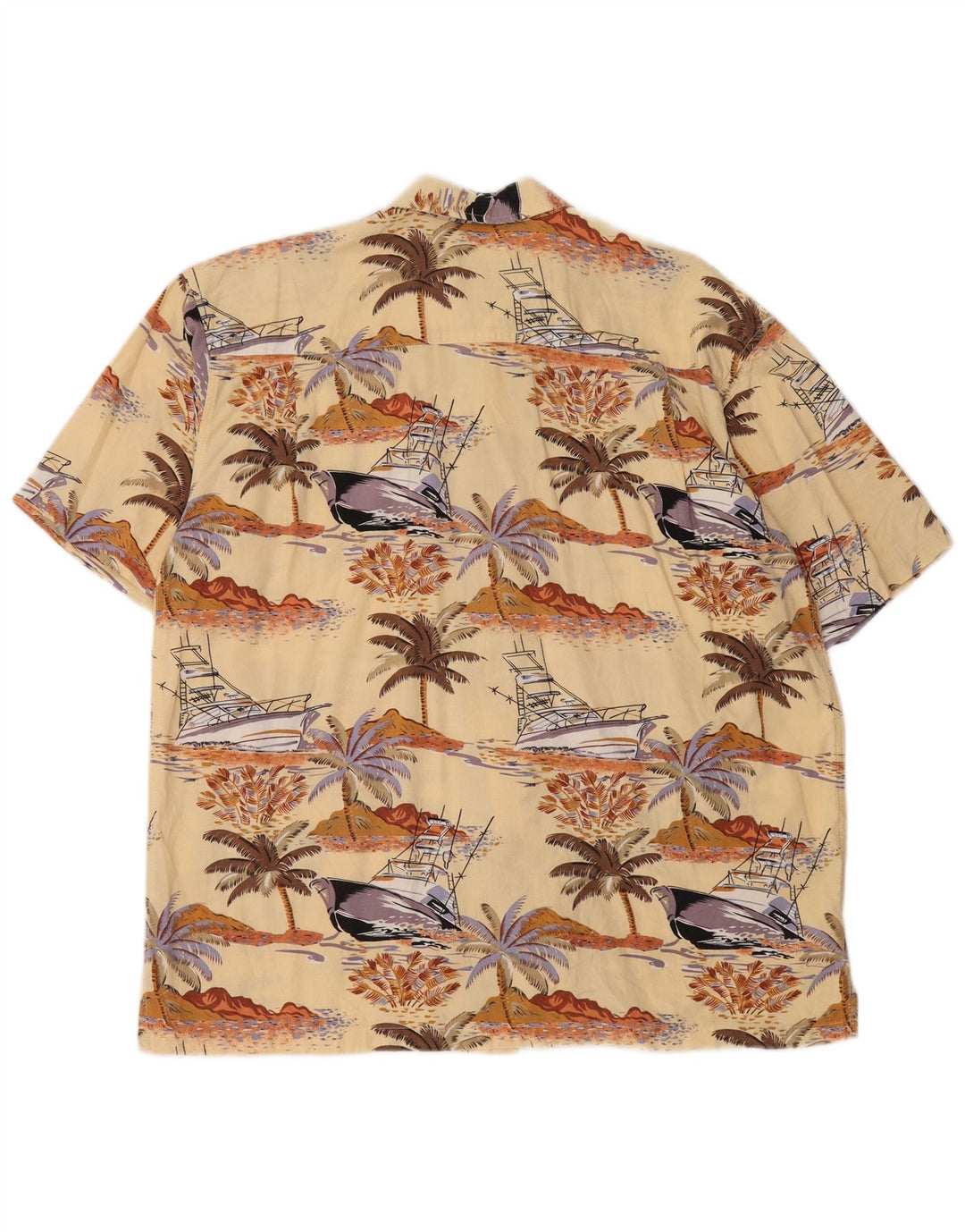 NEWPORT Mens Abstract Pattern Short Sleeve Shirt Medium Yellow Hawaiian