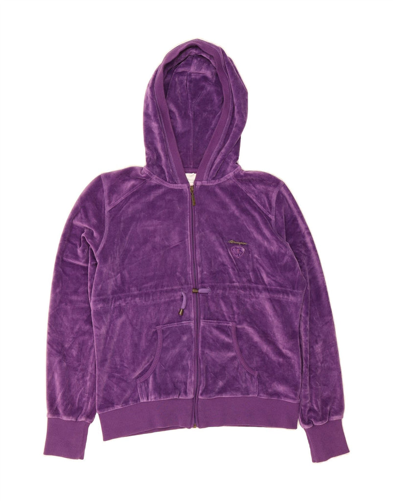 CHAMPION Womens Heritage Fit Velour Zip Hoodie Sweater UK 18 XL Purple Vintage Champion and Second-Hand Champion from Messina Hembry 
