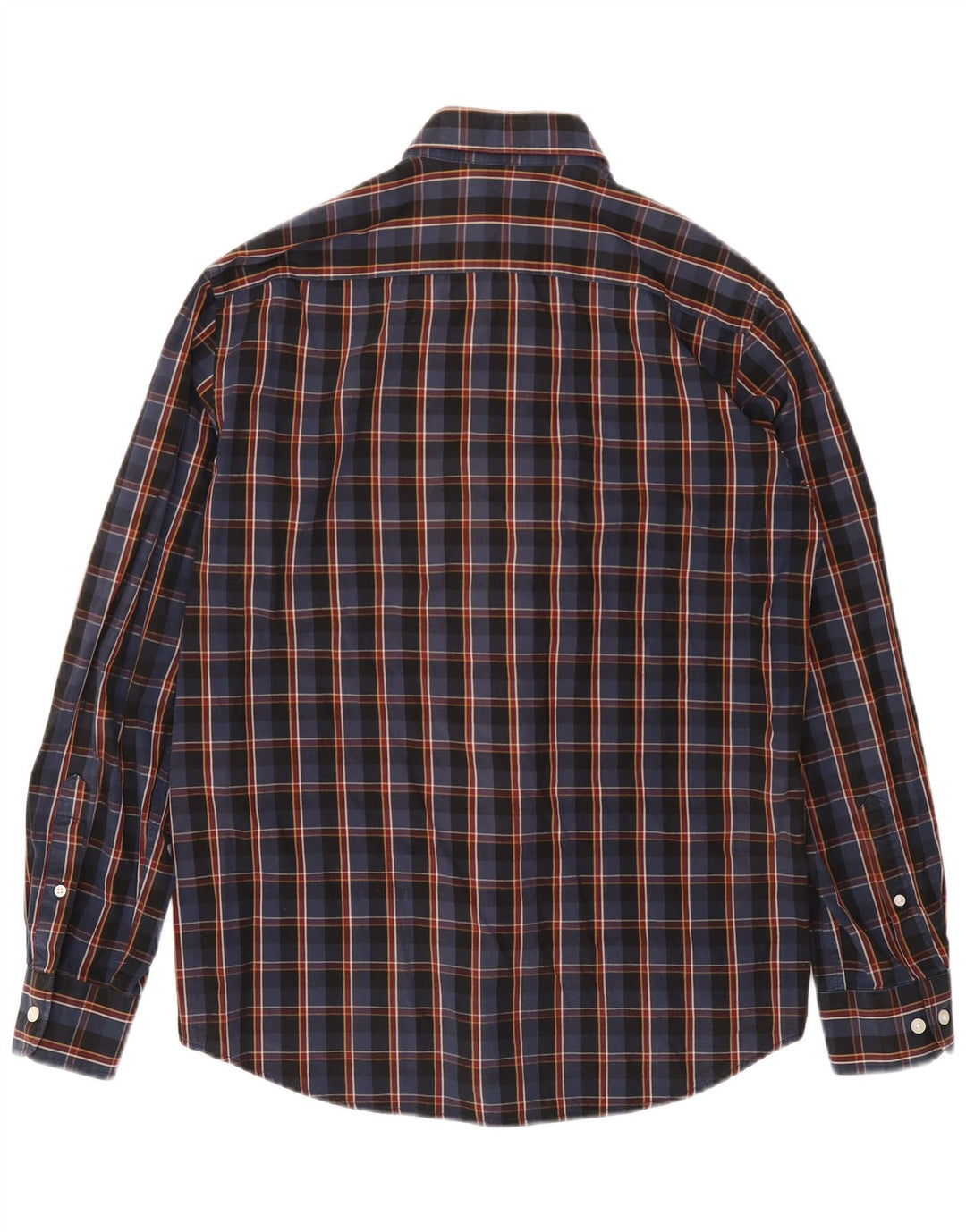 Carrera Mens Shirt Large Navy Blue Check Cotton