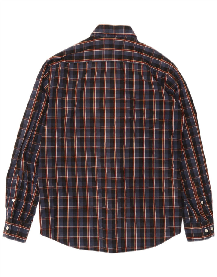 Carrera Mens Shirt Large Navy Blue Check Cotton