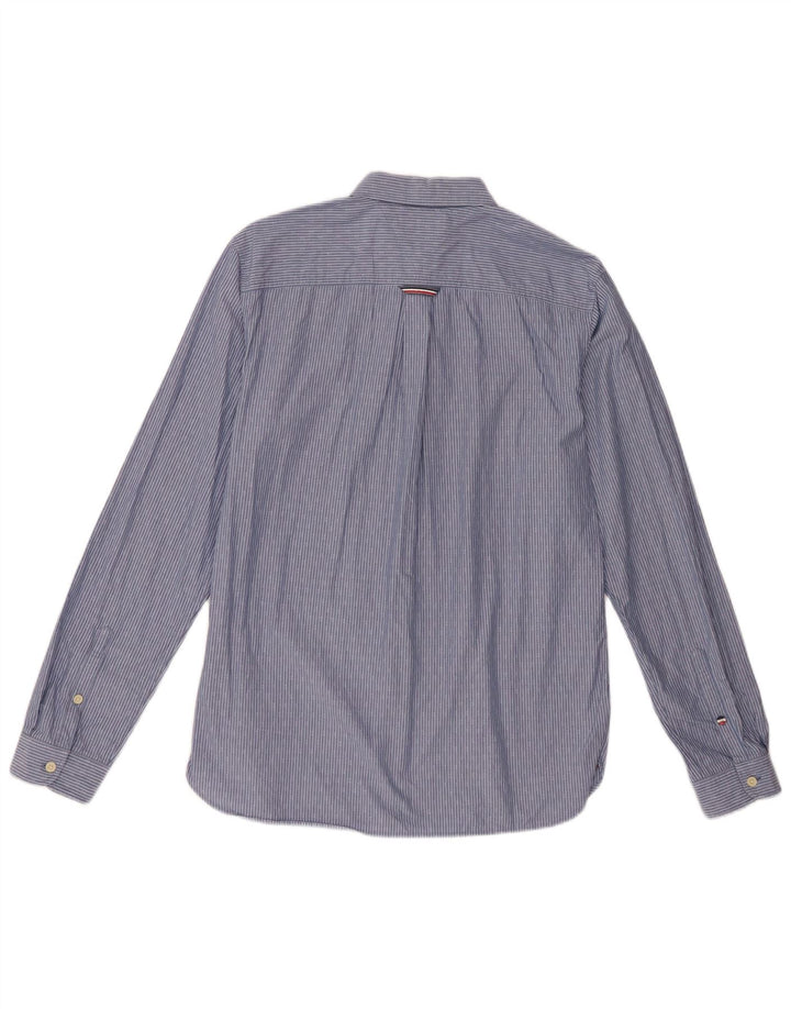Tommy Hilfiger Mens Regular Fit Shirt Medium Blue Striped Cotton