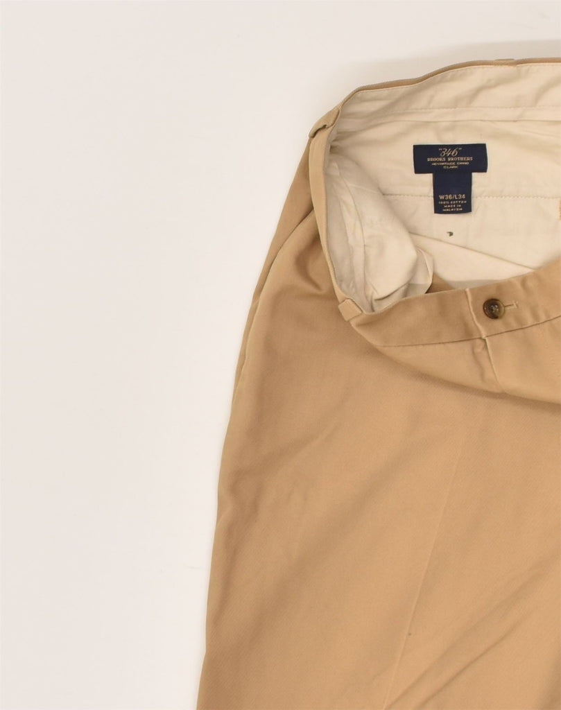 BROOKS BROTHERS Mens Straight Chino Trousers W36 L34  Brown Cotton | Vintage Brooks Brothers | Thrift | Second-Hand Brooks Brothers | Used Clothing | Messina Hembry 