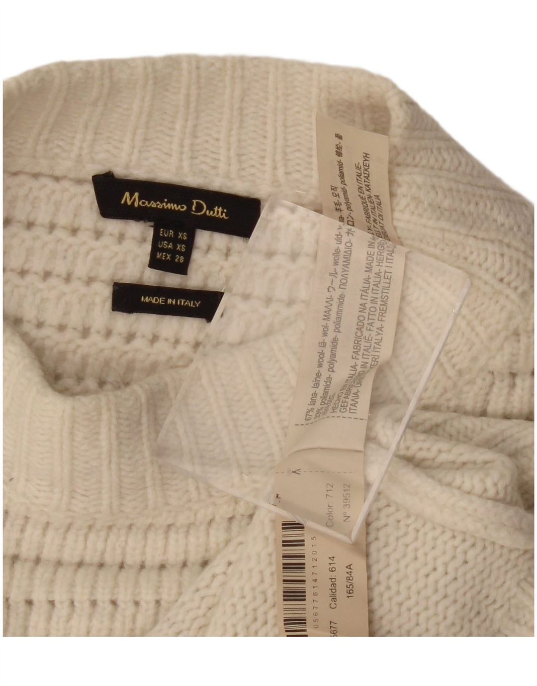 MASSIMO DUTTI Womens Turtle Neck Jumper Sweater UK 6 XS Off White