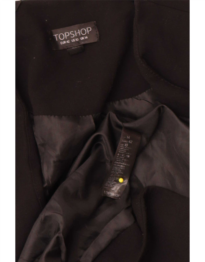 Topshop Womens Blazer Jacket UK 14 Large Black Polyester