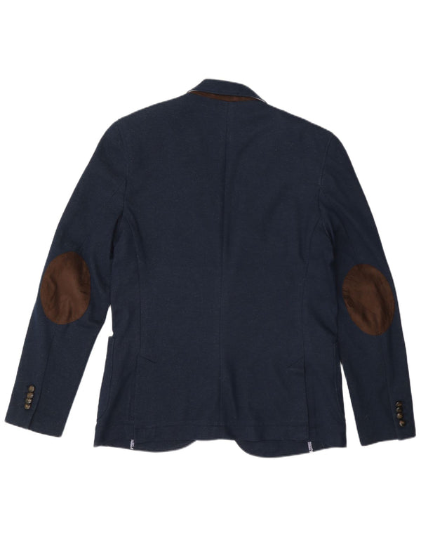 Zara Mens 2 Button Blazer Jacket EU 52 Large Navy Blue Polyester