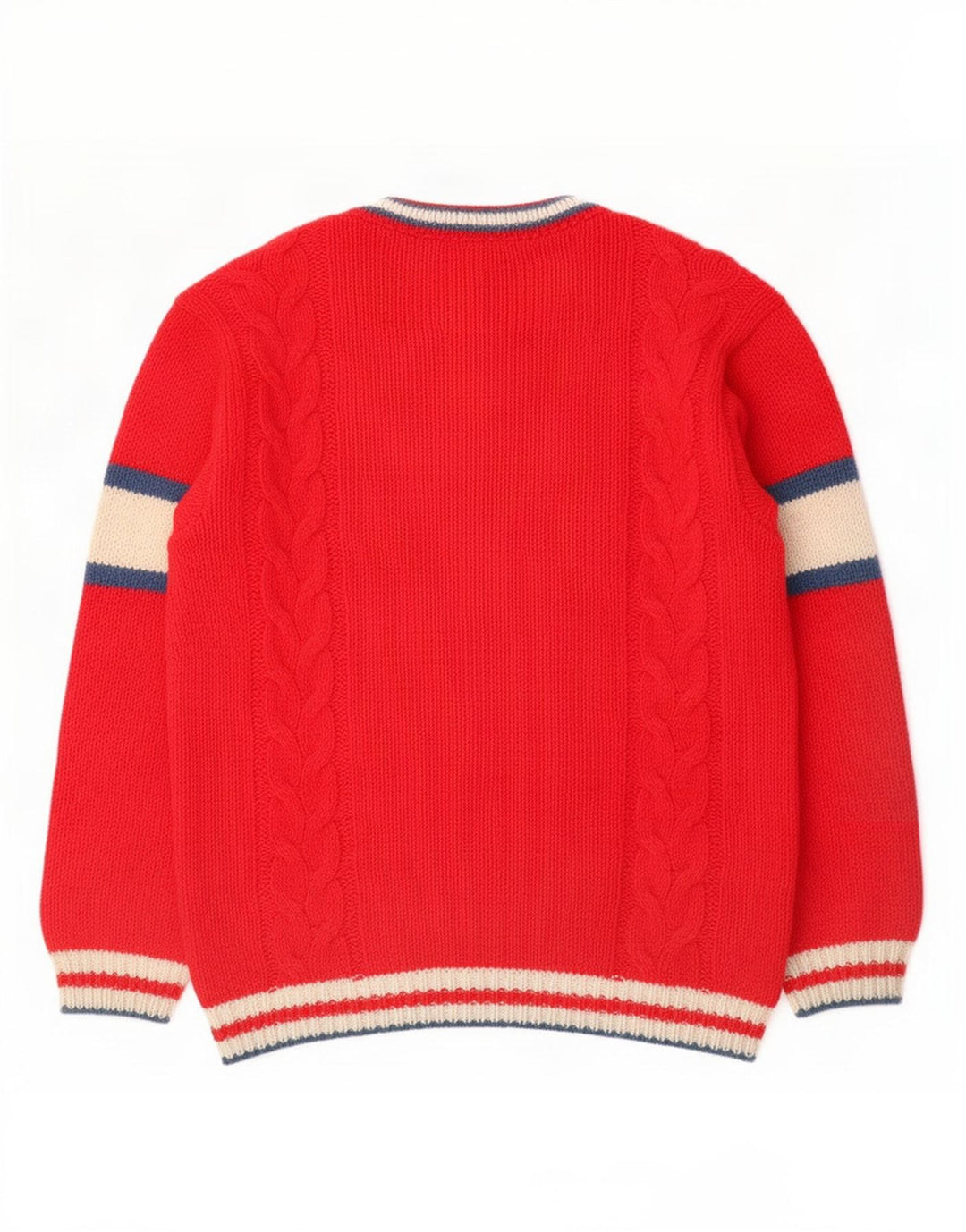 Foxhound Mens Graphic V-Neck Jumper Sweater Medium Red Colourblock
