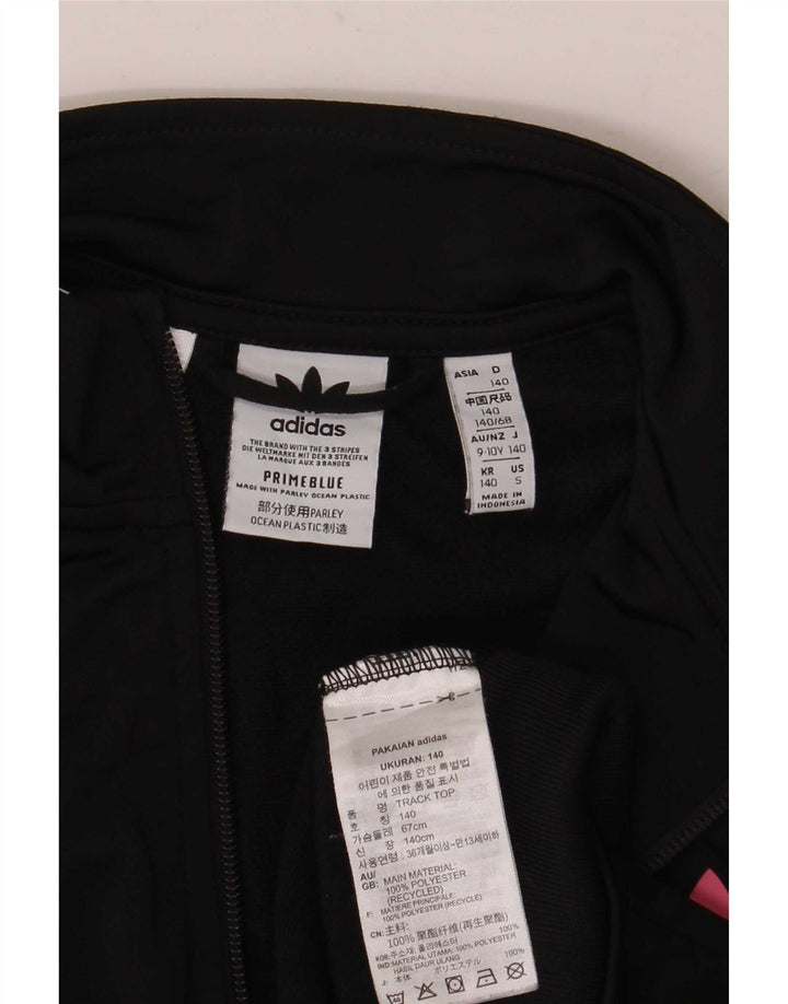 Adidas Boys Tracksuit Top Jacket 9-10 Years Black Polyester
