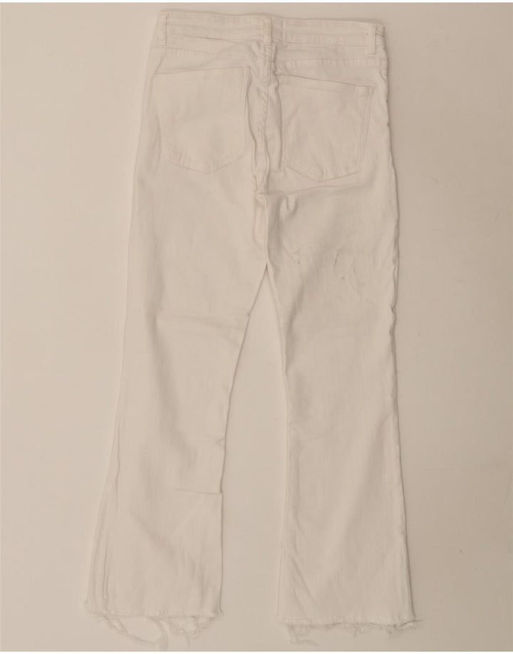 Zara Womens Crop Bootcut Jeans EU 38 Small W28 L26 White Cotton