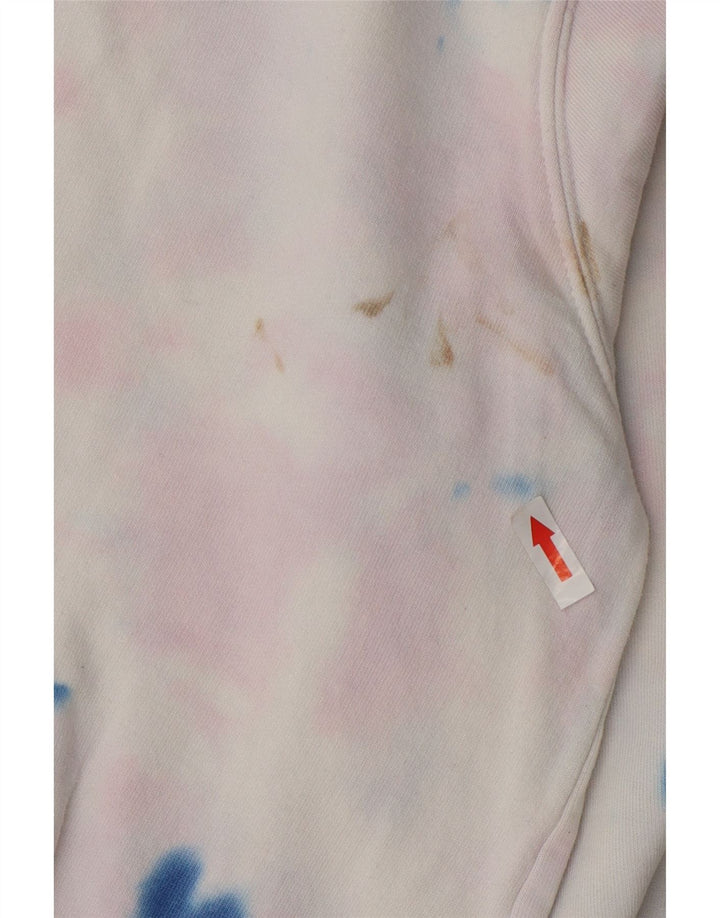 Ellesse Womens Graphic Sweatshirt Jumper UK 12 Medium White Tie Dye Cotton