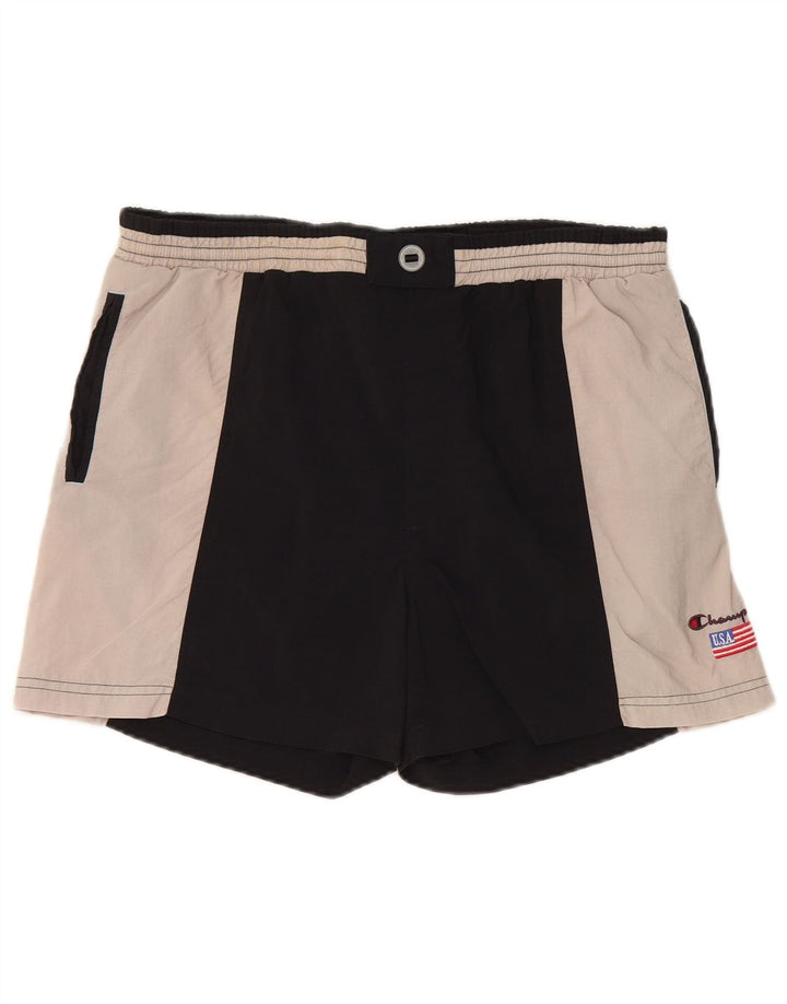 CHAMPION Mens Swimming Shorts Medium  Black Colourblock Polyamide
