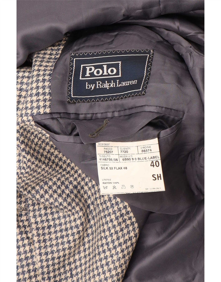 Polo Ralph Lauren Mens 3 Button Blazer Jacket UK 40 Medium Blue Houndstooth