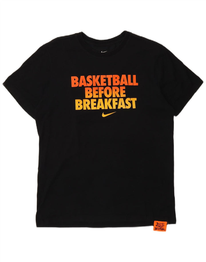 Nike Mens Dri Fit Graphic T-Shirt Top Medium Black Cotton