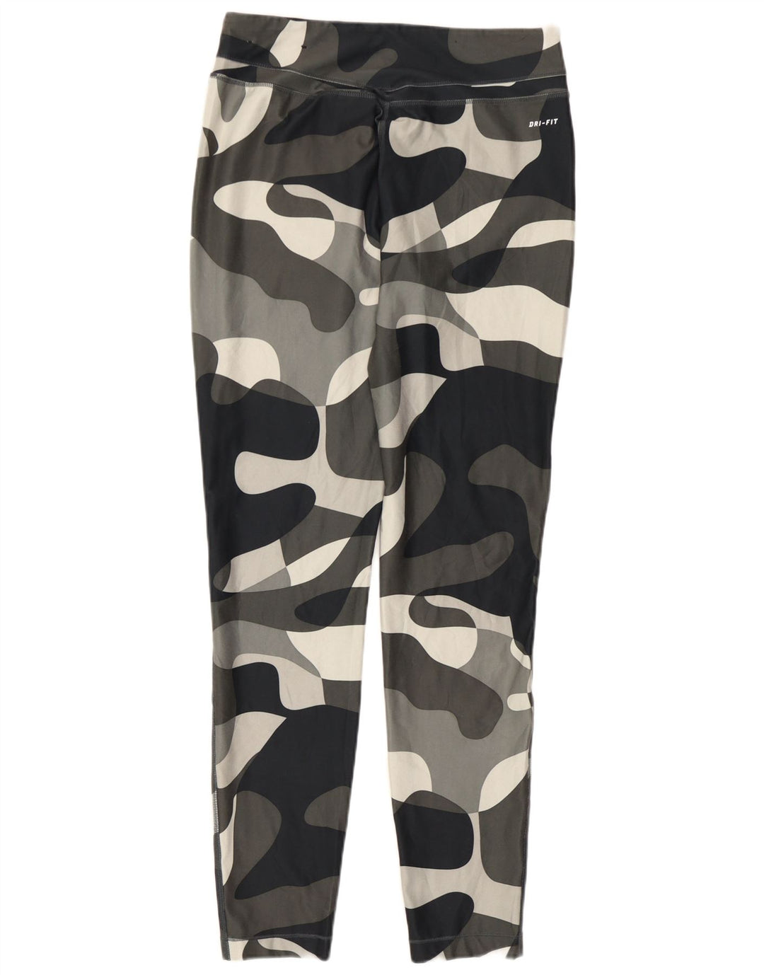 Nike Womens Dri Fit Leggings UK 14 Large  Grey Camouflage Polyester