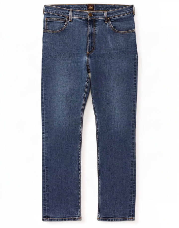 Lee Mens Brooklyn Straight Jeans W36 L32 Blue Cotton