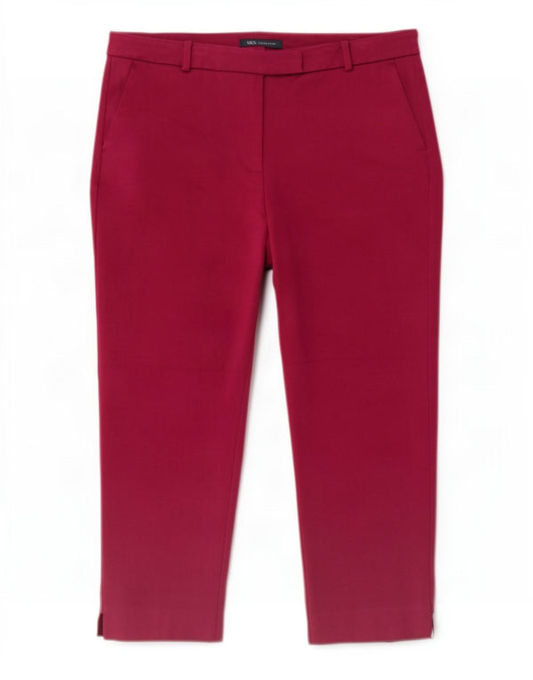 Marks & Spencer Womens Slim Cropped Trousers UK 16 Large W38 L24 Maroon