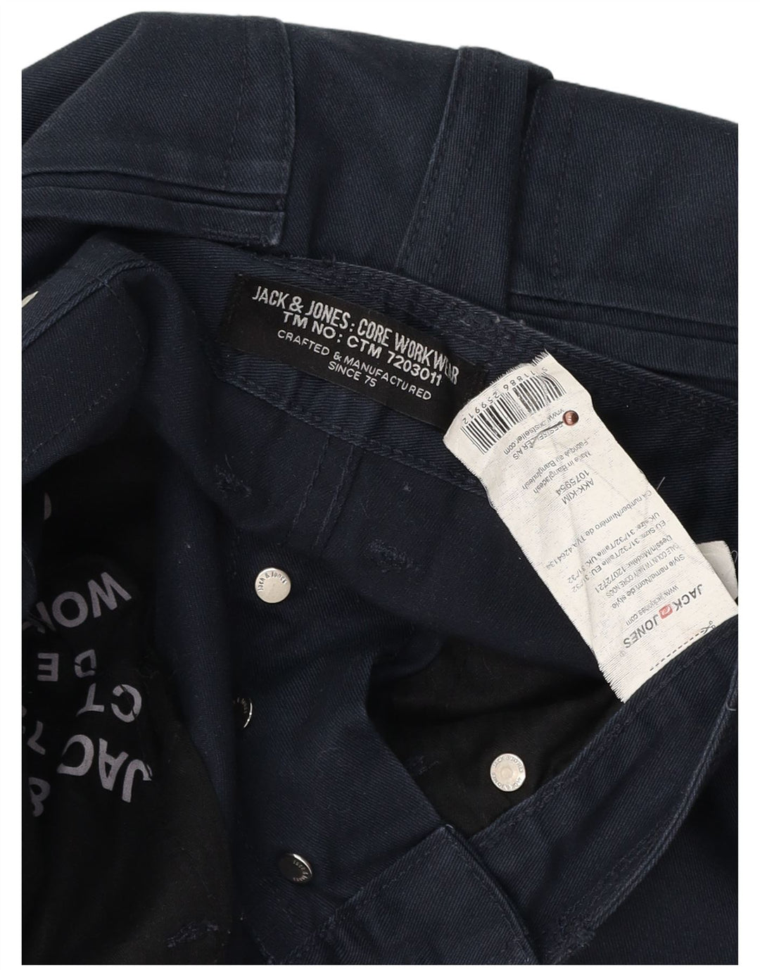 Jack & Jones Mens Banana Trousers W31 L32 Navy Blue Cotton