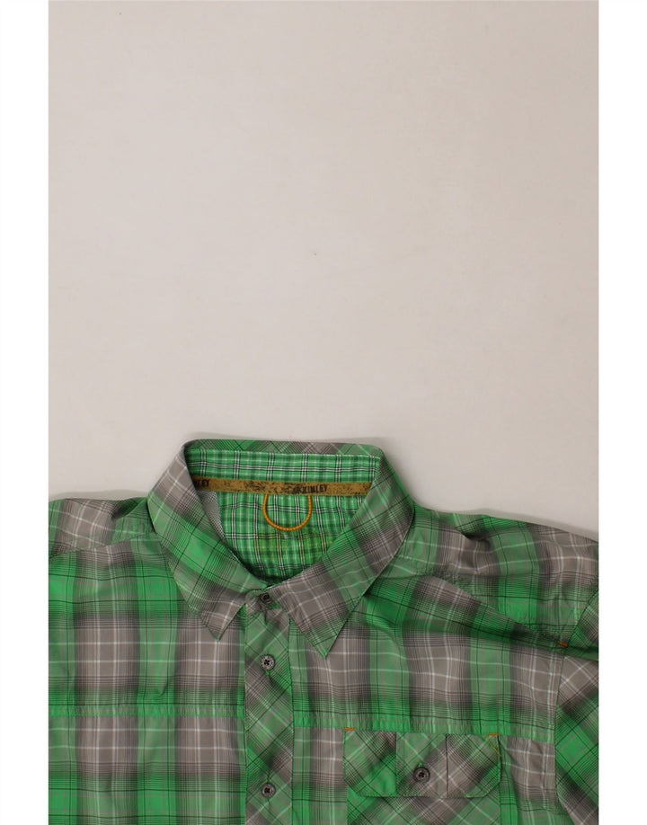 MC KINLEY Mens Short Sleeve Shirt Medium Green Check Polyester Vintage MC Kinley and Second-Hand MC Kinley from Messina Hembry 