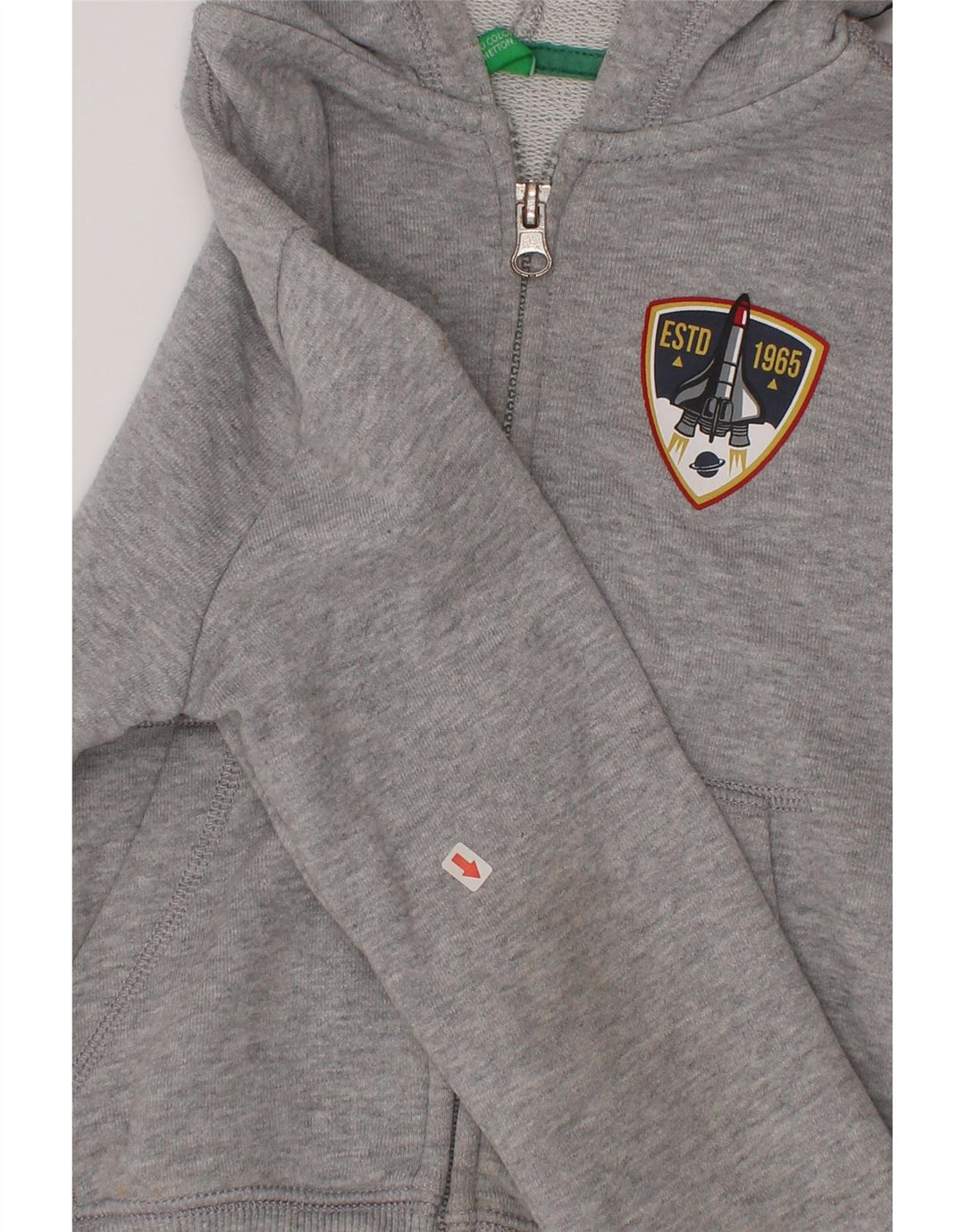Benetton Boys Graphic Zip Hoodie Sweater 5-6 Years Grey