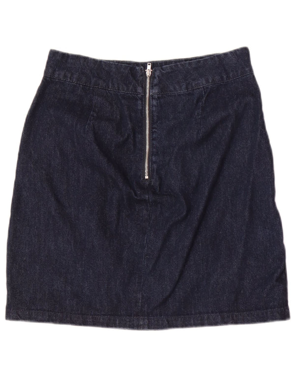 Warehouse Womens Denim Skirt UK 10 Small W28 Blue Floral Cotton