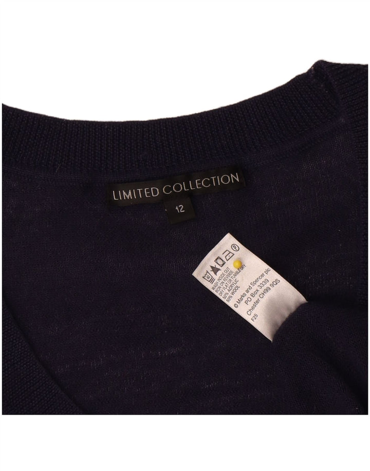 Marks & Spencer Womens Boat Neck Jumper Sweater UK 12 Medium Navy Blue