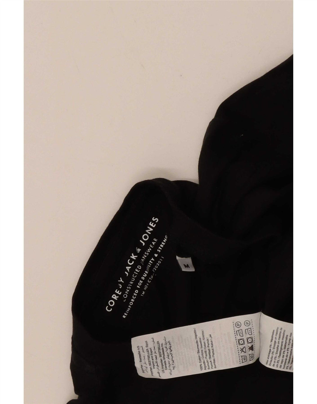 Jack & Jones Mens Graphic Top Long Sleeve Medium Black Cotton