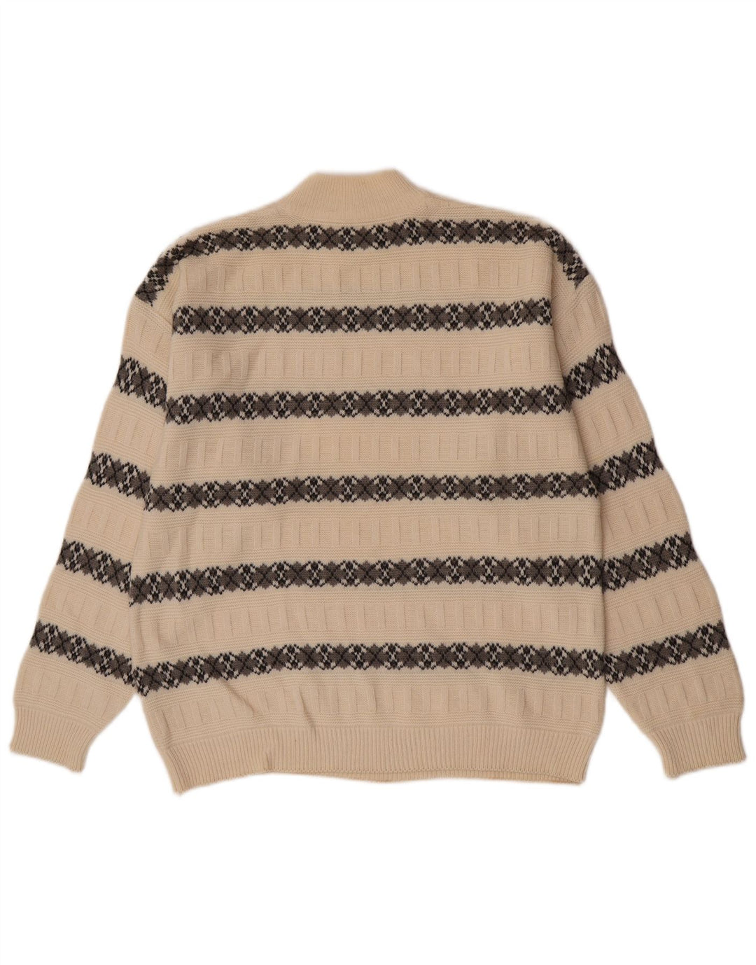 Suspense Mens Turtle Neck Jumper Sweater IT 52 Large Off White Striped Wool