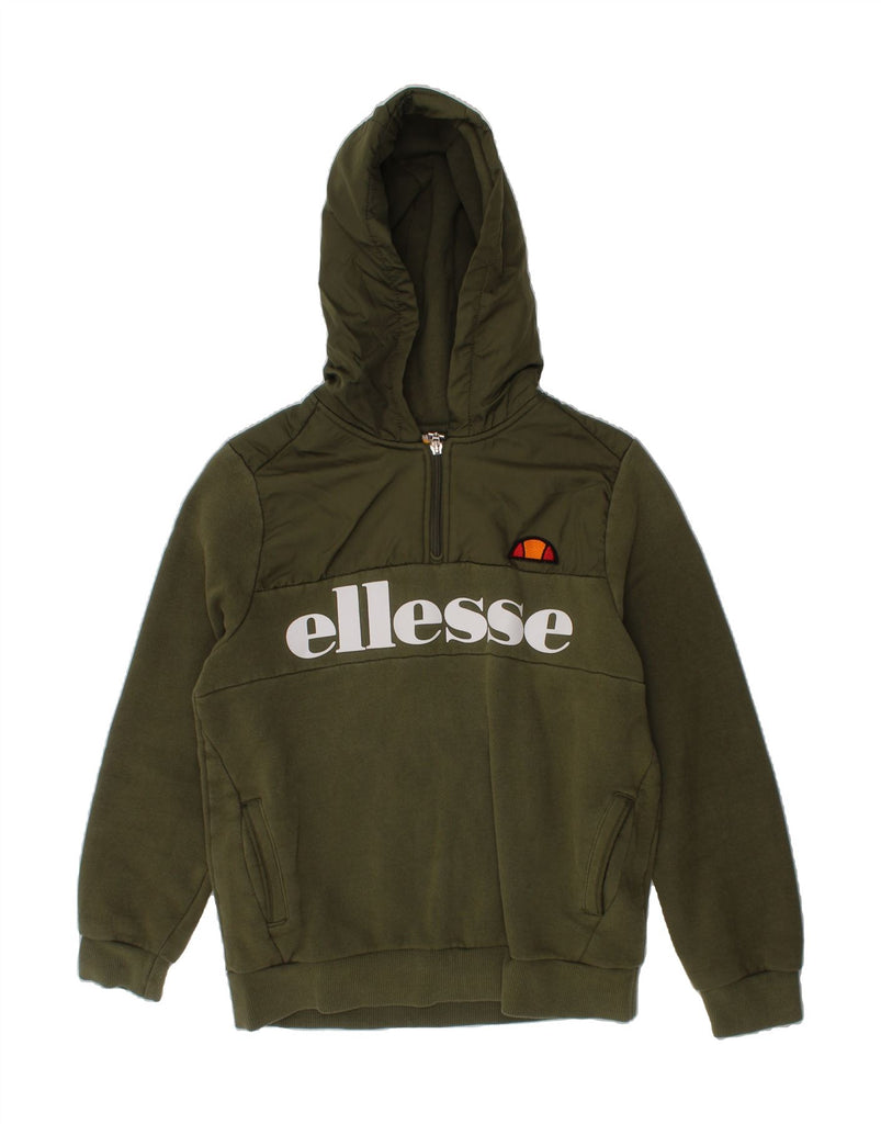ELLESSE Boys Graphic Hoodie Jumper 12-13 Years  Khaki Cotton Vintage Ellesse and Second-Hand Ellesse from Messina Hembry 