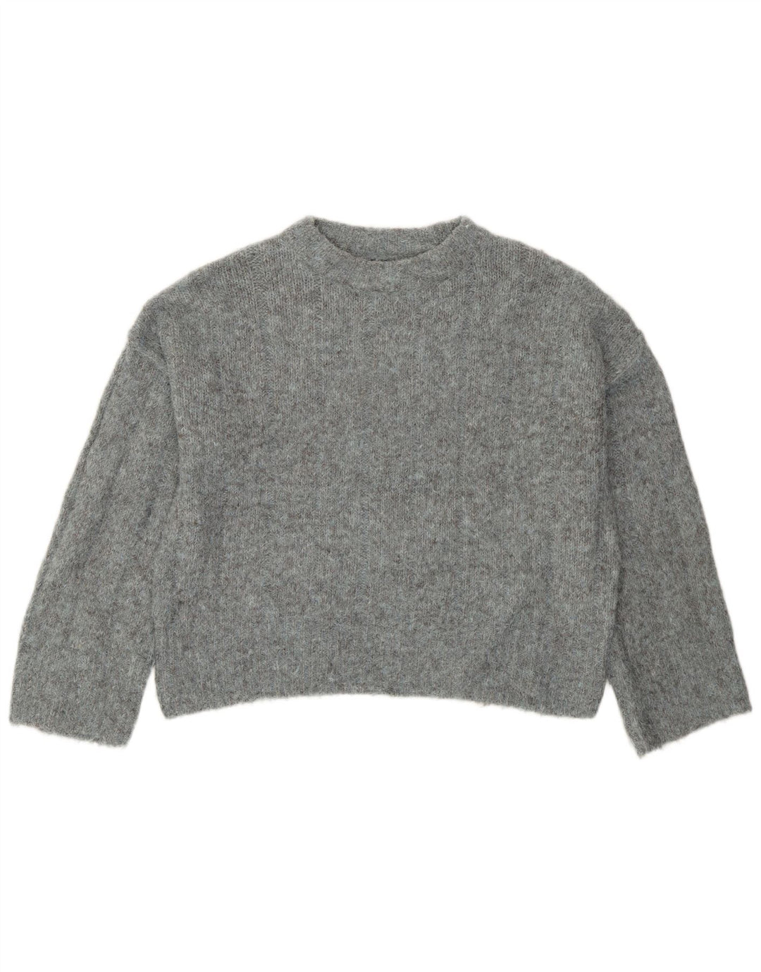 Topshop Womens Oversized Crew Neck Jumper Sweater UK 6 XS Grey Polyester