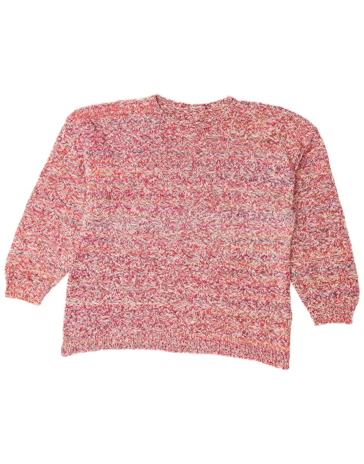 VINTAGE Womens Boat Neck Jumper Sweater UK 18 XL Pink Flecked