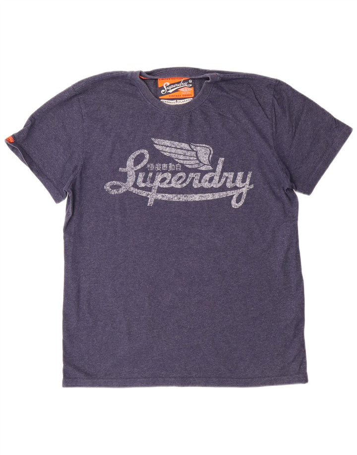 Superdry Womens Graphic T-Shirt Top XL Navy Blue Cotton