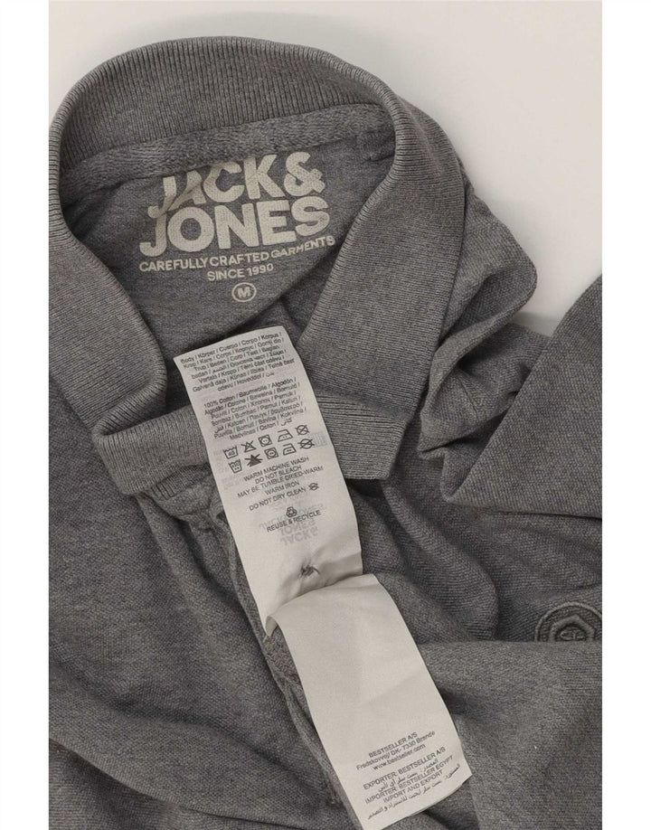 Jack & Jones Mens Polo Shirt Medium Grey Flecked Cotton