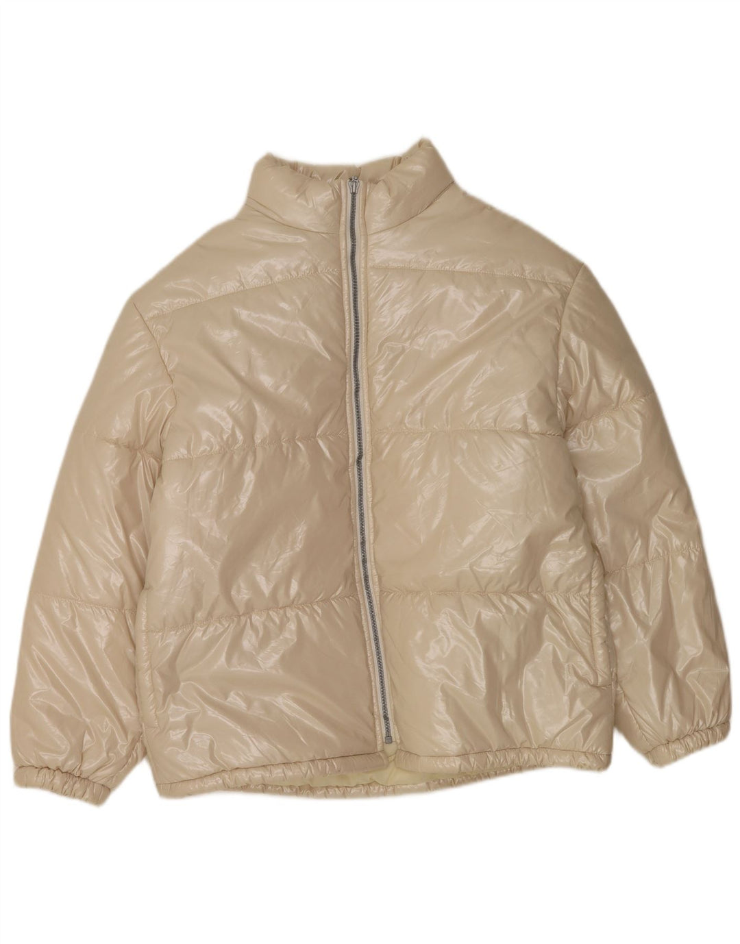 Benetton Womens Padded Jacket UK 18 XL Beige Polyamide
