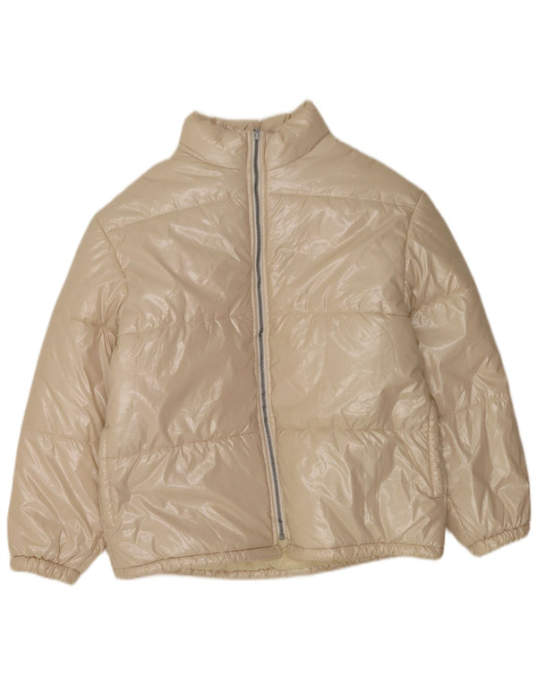 Benetton Womens Padded Jacket UK 18 XL Beige Polyamide