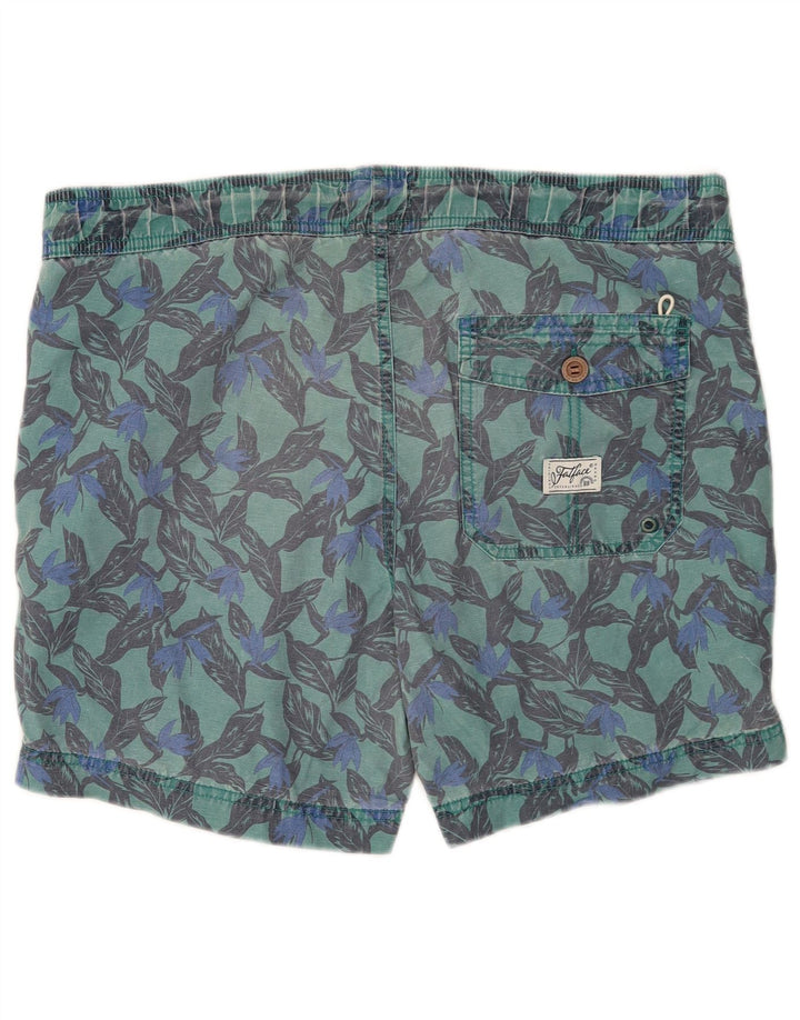 Fat Face Mens Swimming Shorts Medium  Green Geometric Cotton
