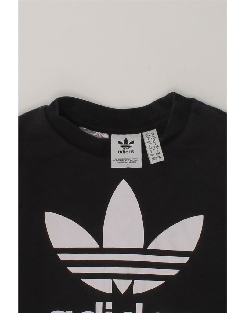 ADIDAS Boys Graphic Sweatshirt Jumper 3-4 Years Black Cotton | Vintage Adidas | Thrift | Second-Hand Adidas | Used Clothing | Messina Hembry 