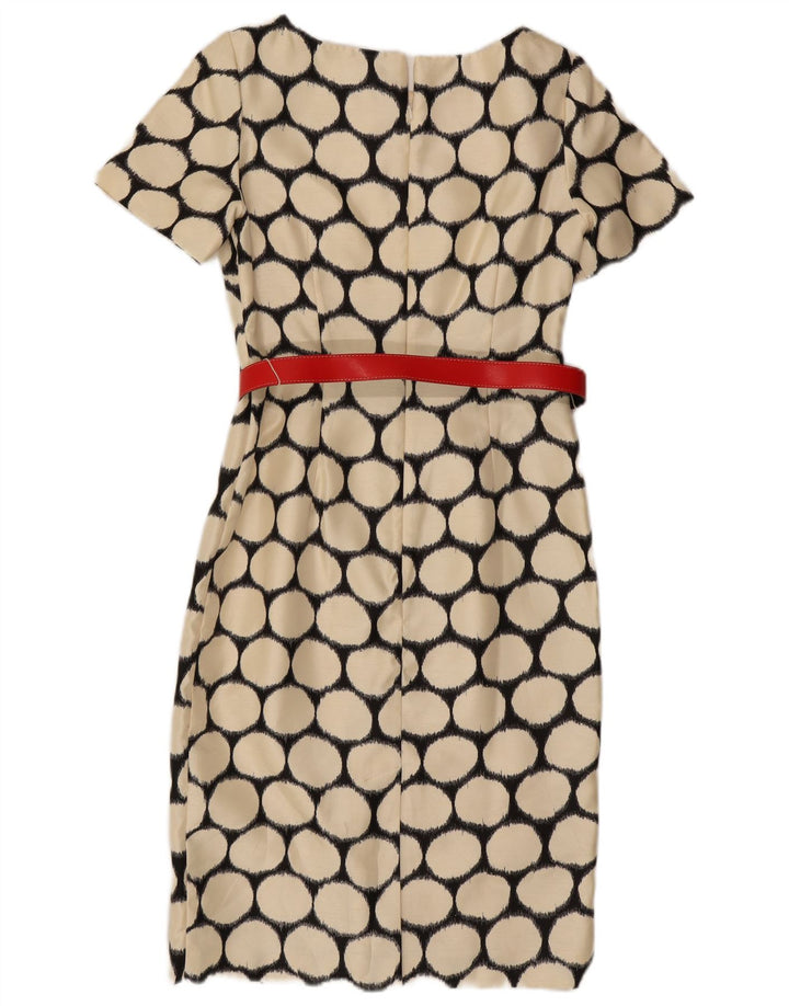 JACQUES VERT Womens Sheath Dress UK 8 Small  Beige Polka Dot Polyester