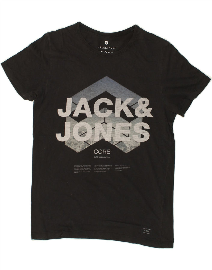 JACK & JONES Mens Graphic T-Shirt Top Medium Black Cotton | Vintage Jack & Jones | Thrift | Second-Hand Jack & Jones | Used Clothing | Messina Hembry 