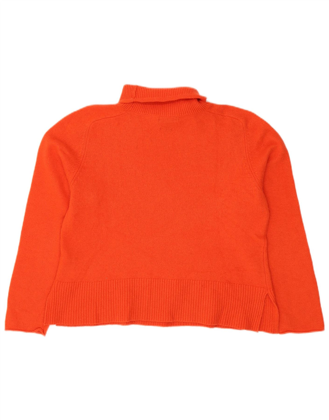Massimo Dutti Womens Crop Roll Neck Jumper Sweater UK 16 Large Orange Wool