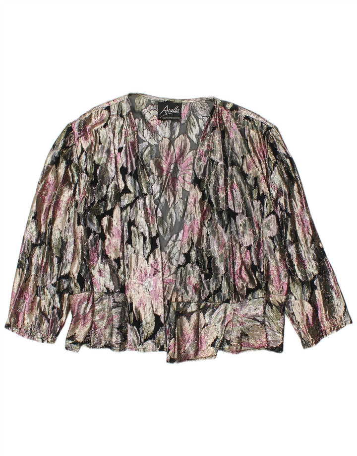 ARELLA Womens Crop Cardigan Top UK 16 Large Multicoloured Floral