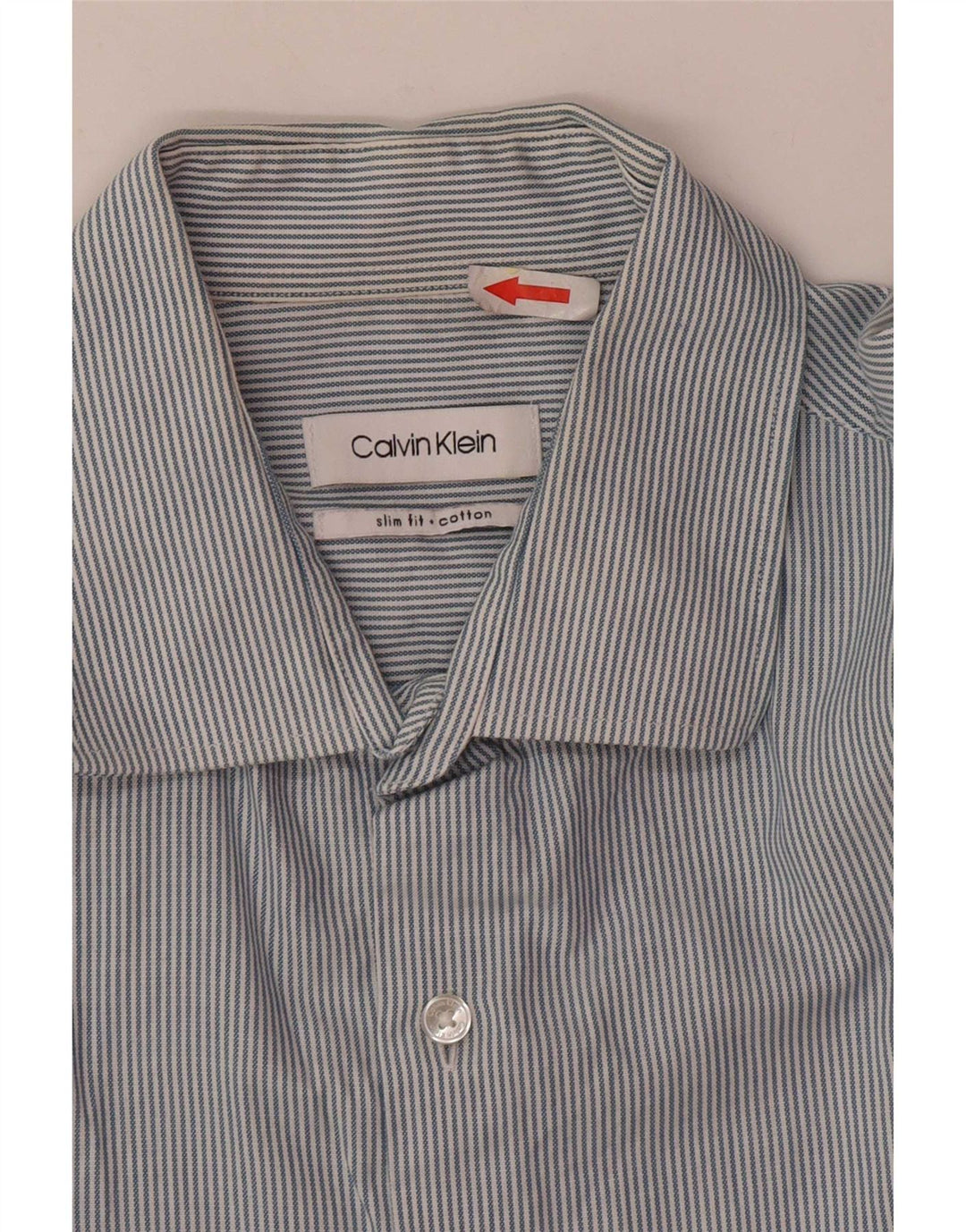 Calvin Klein Mens Shirt Medium Blue Pinstripe Cotton