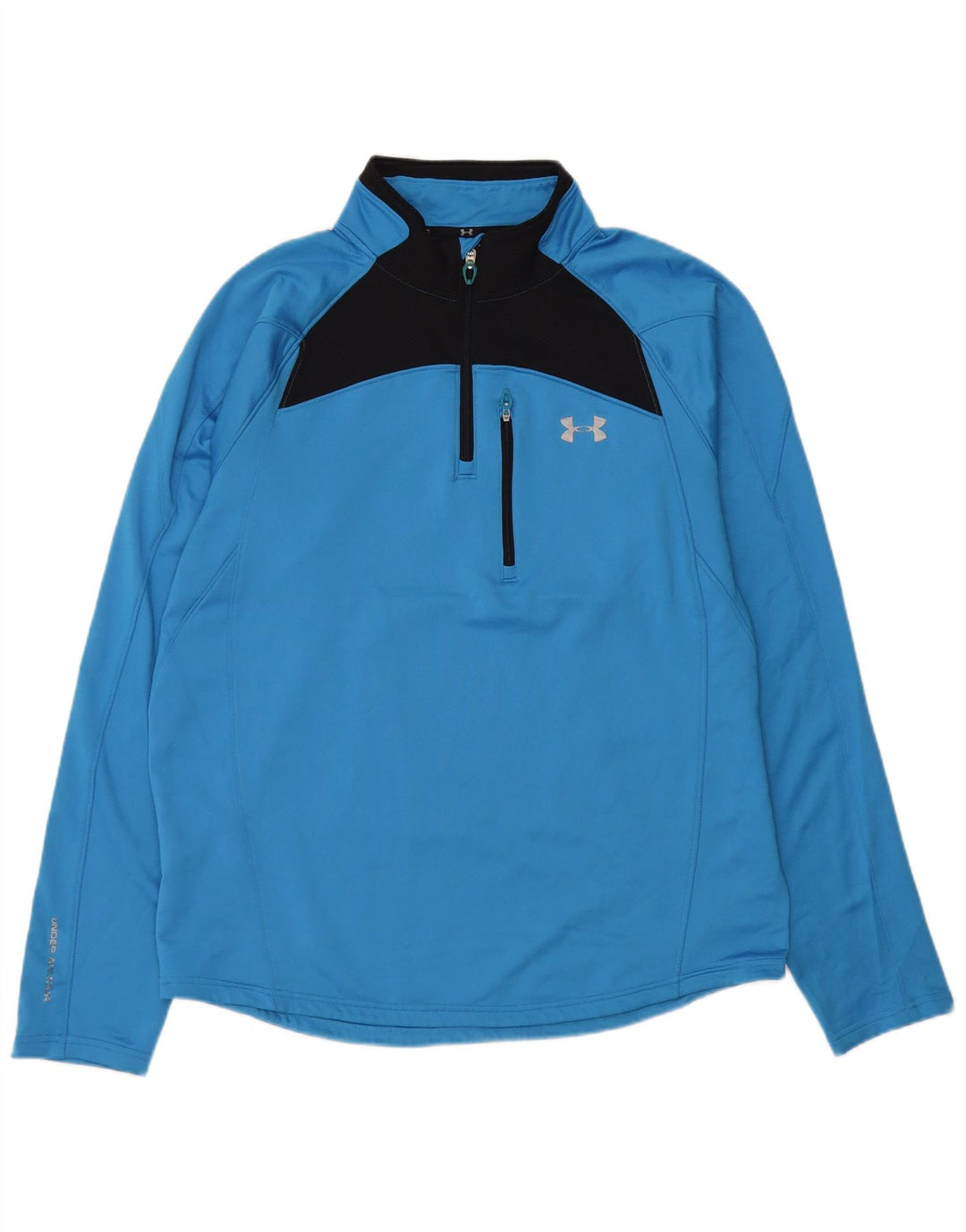 Under Armour Mens Cold Gear Pullover Tracksuit Top Large Blue Colourblock