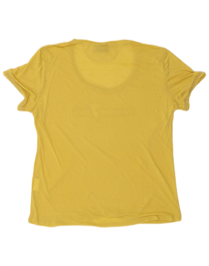 Trussardi Jeans Womens Graphic T-Shirt Top UK 18 XL Yellow Lyocell