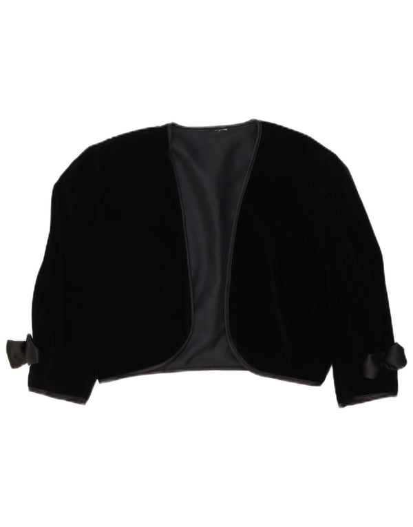 Vintage Womens Velvet Bolero Jacket UK 10 Small Black Cotton