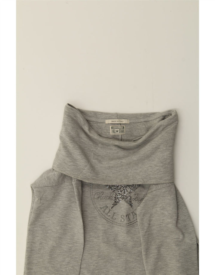 CONVERSE Womens Graphic Roll Neck Sweatshirt Jumper UK 14 Large Grey Vintage Converse and Second-Hand Converse from Messina Hembry 