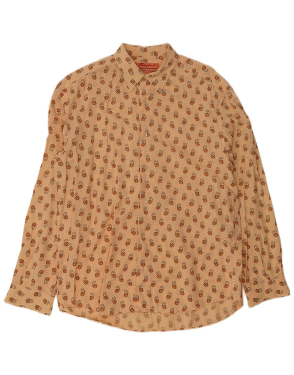 Raybest Mens Shirt Large Orange Paisley