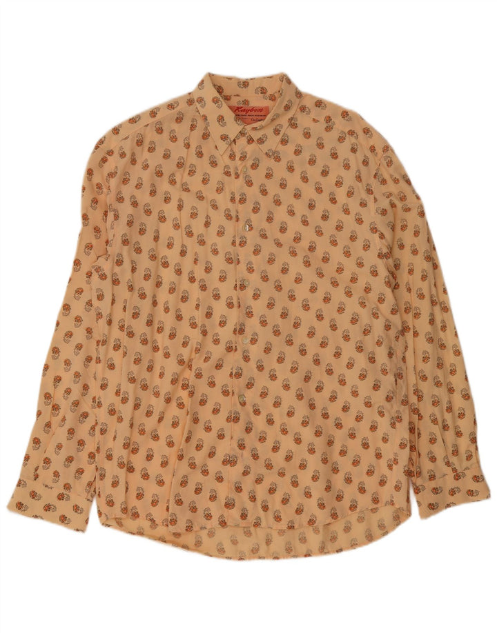 Raybest Mens Shirt Large Orange Paisley