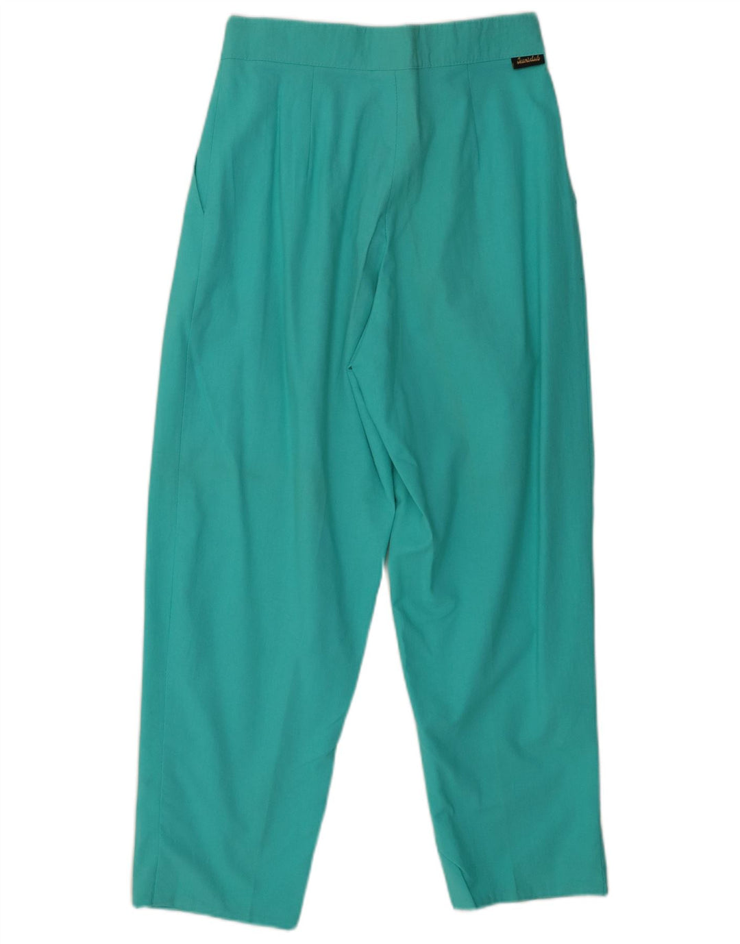 VINTAGE Womens High Waist Pegged Chino Trousers W28 L27 Turquoise Cotton